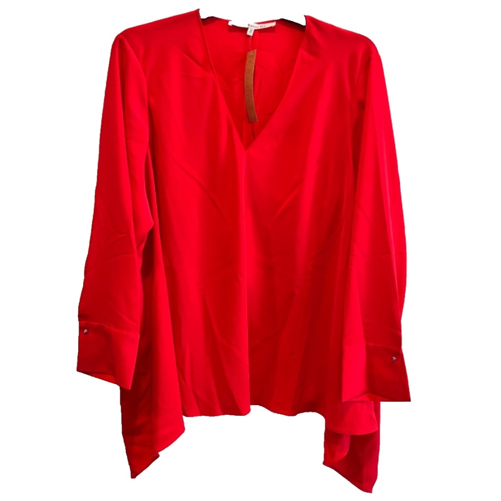 COPY -(NWT) RACHEL Rachel Roy Red V-Neck Handkerchief Hem Top Plus Size 3X/4X